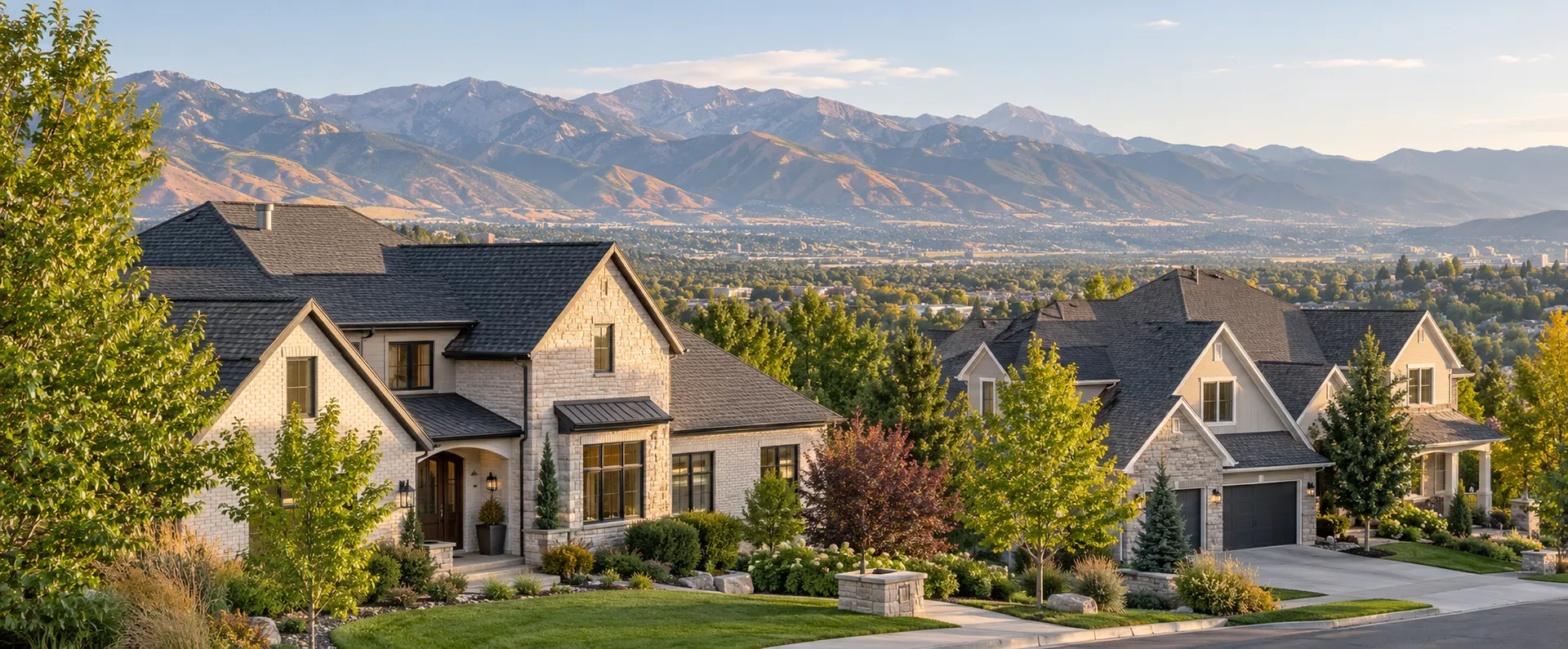 Illustrative northern Utah-style neighborhood rooflines